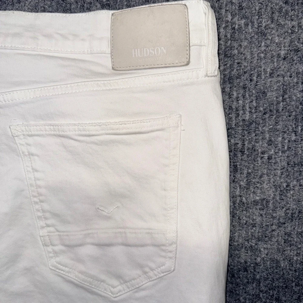Hudson Zack Skinny Jeans Mens 38 White Distressed Ripped Denim Pants